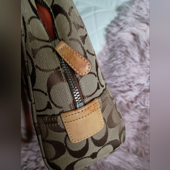 Coach Campbell Signature C  Brown w/Leather Trim Handbag/Shoulder Bag - Picture 11 of 14